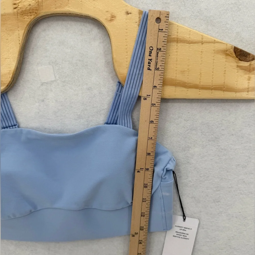 NWT Alo Yoga‎ Alosoft Serve It Up Bra Seashell Blue Large